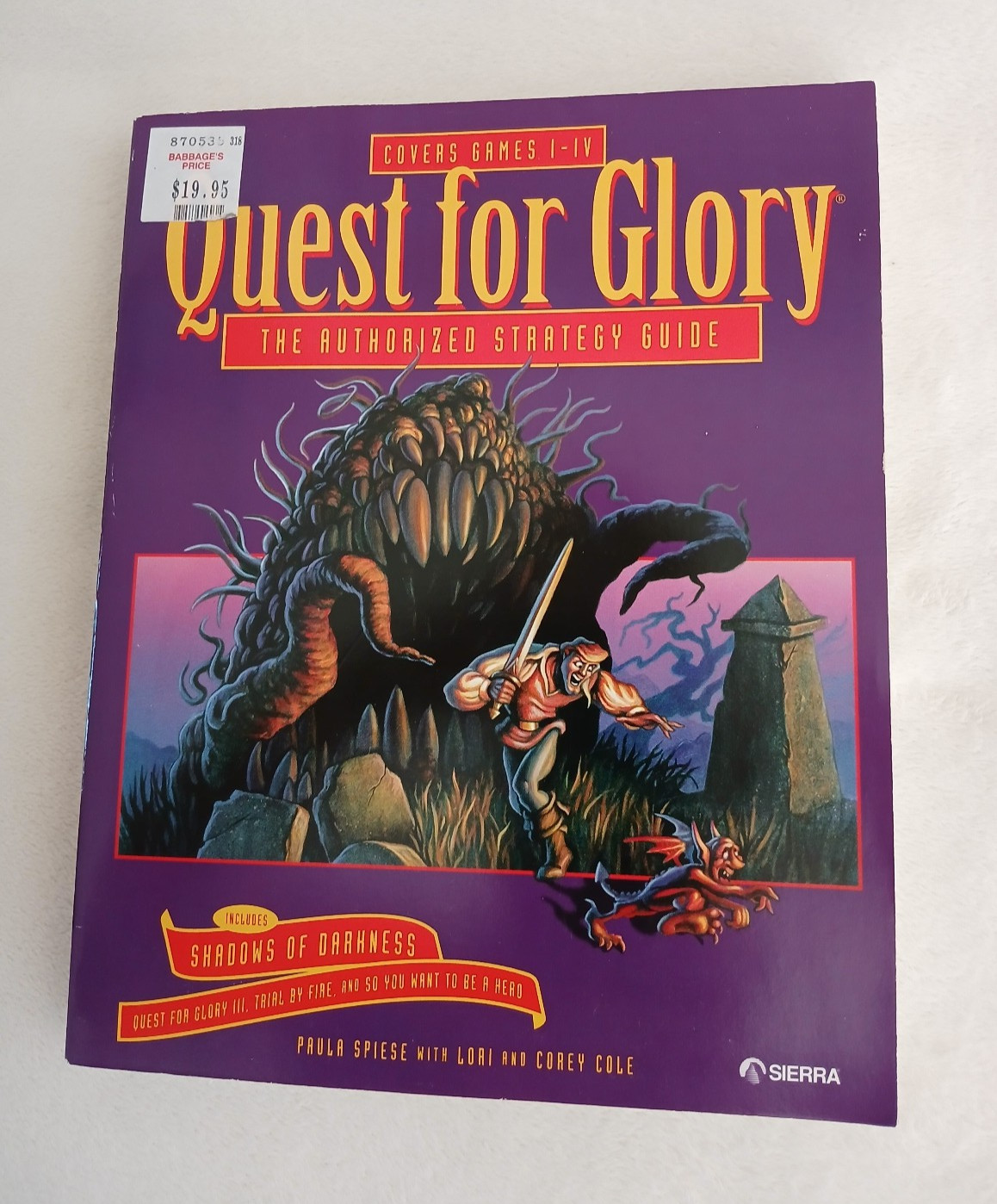 Vintage 1992 Sierra Quest for Glory 1 PC Big Box 3.5 disks + RARE Strategy Guide