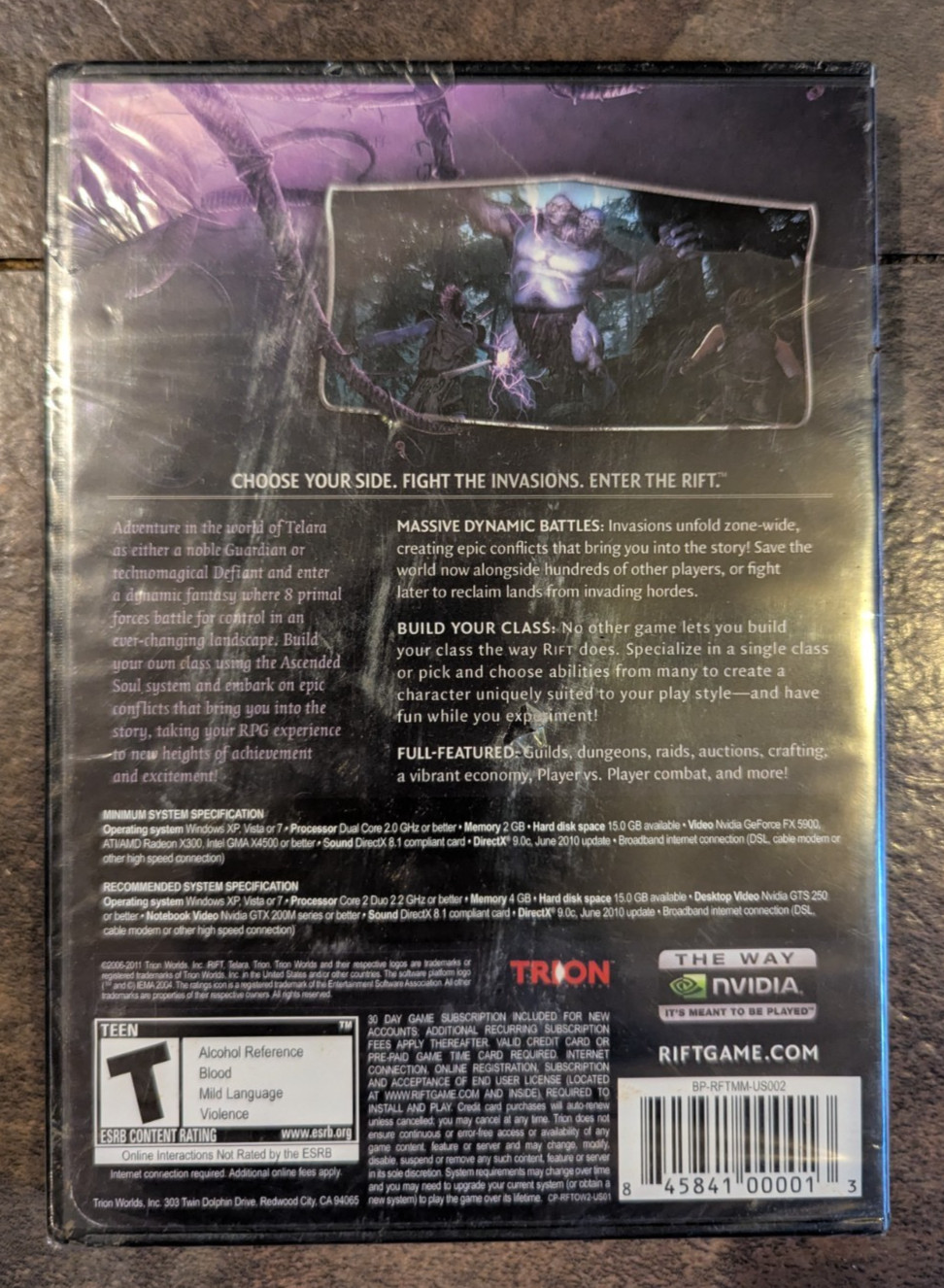 Rift PC 2011 Windows 7 Brand New Factory Sealed Torn Wrap Fast Shipping