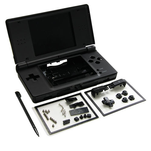 Nintendo DS Lite Full Replacement Housing Shell Screen Lens Onyx Black NEW! US!