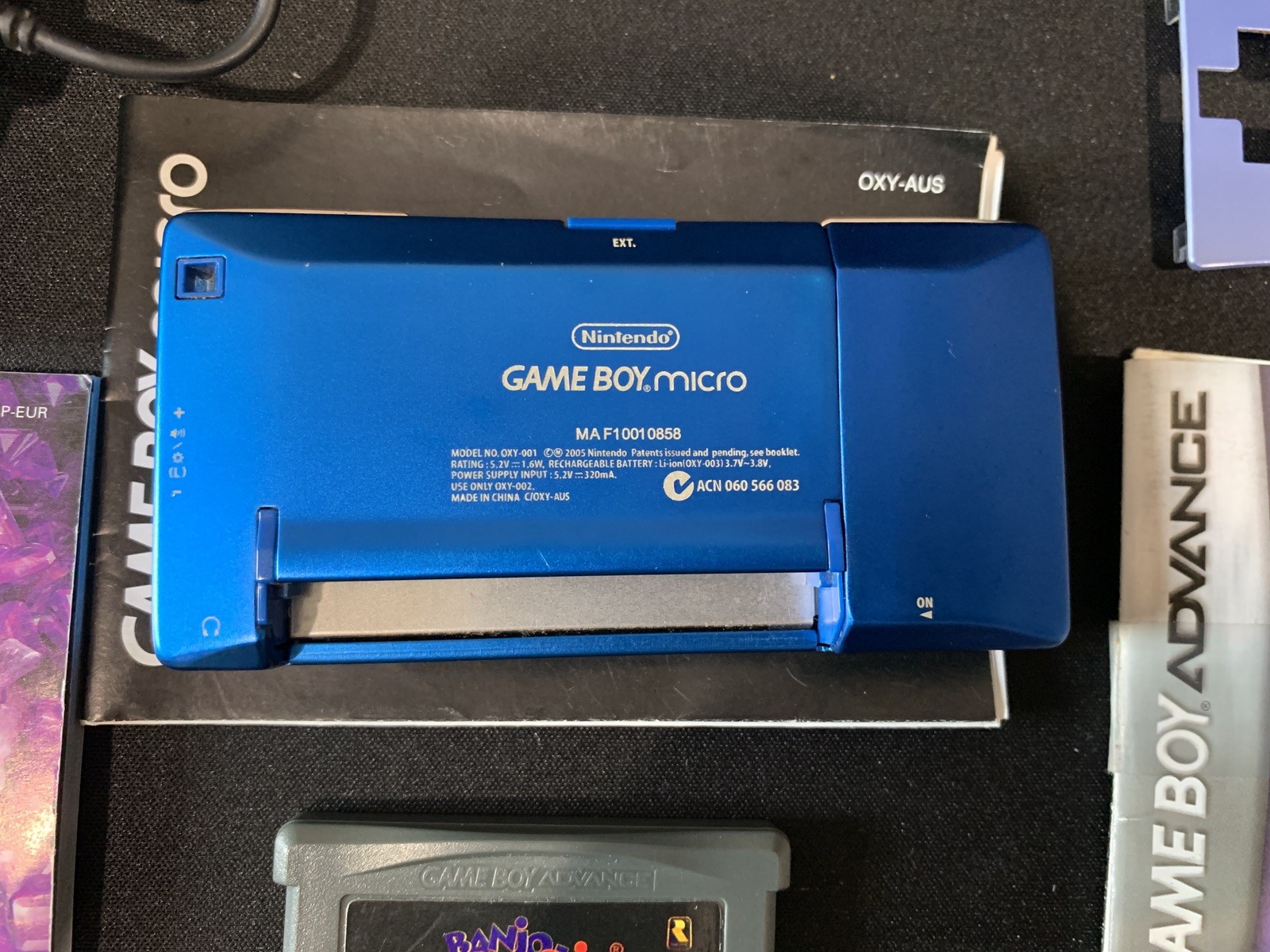 Nintendo Gameboy Micro Console Blue OXY-001 (AUS) working + 4 games + charger