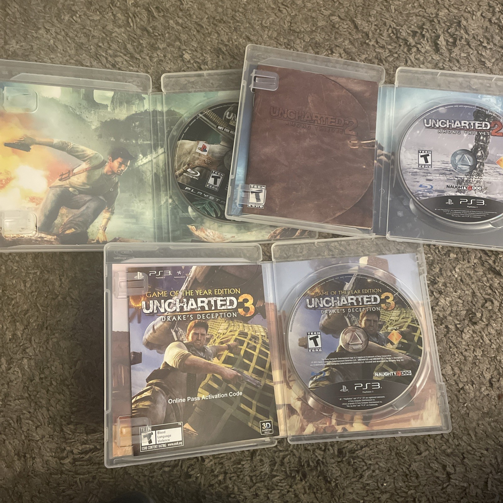 Uncharted 1 2 3 PlayStation 3 gently used trilogy fast ship!
