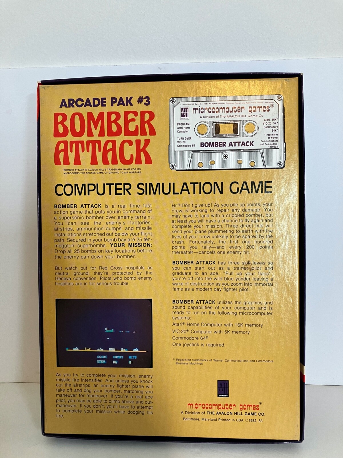 Bomber Attack Arcade Park 3 Atari 400 800 Apple II Cassette Tested Complete