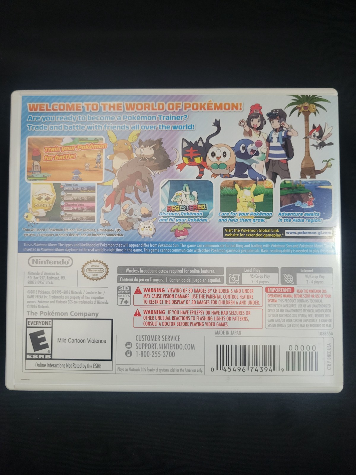Pokemon Moon – Nintendo 3DS Game with Case – Lightly Played