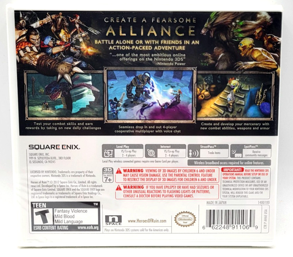 Heroes of Ruin (Nintendo 3DS, 2012) Square Enix FACTORY SEALED NEW