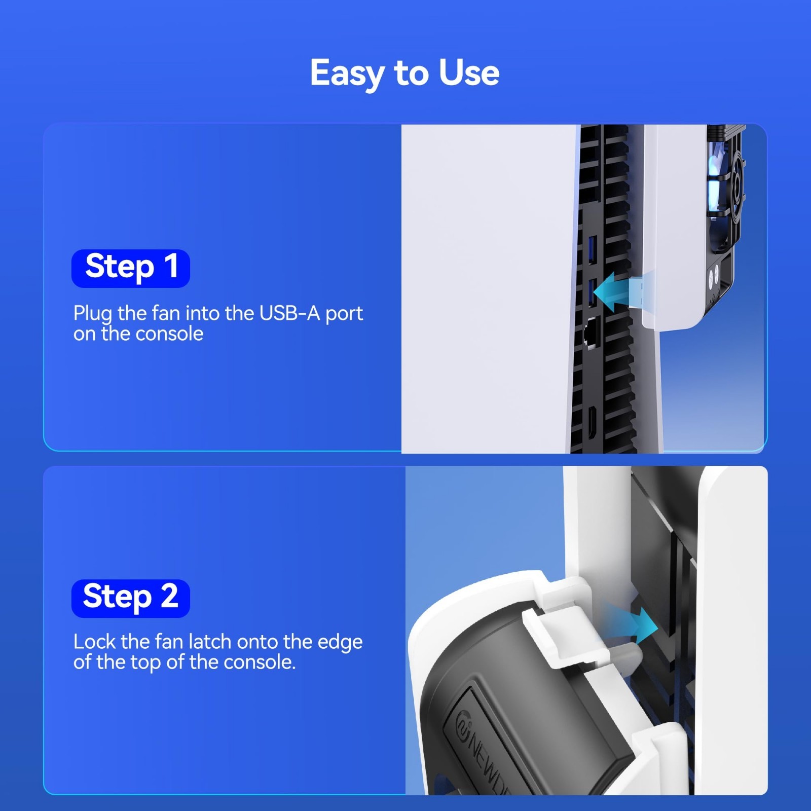 NEWDERY Cooling Fan for PS5 Larger Fan Quiet Cooler With Auto Speed 9-Blades