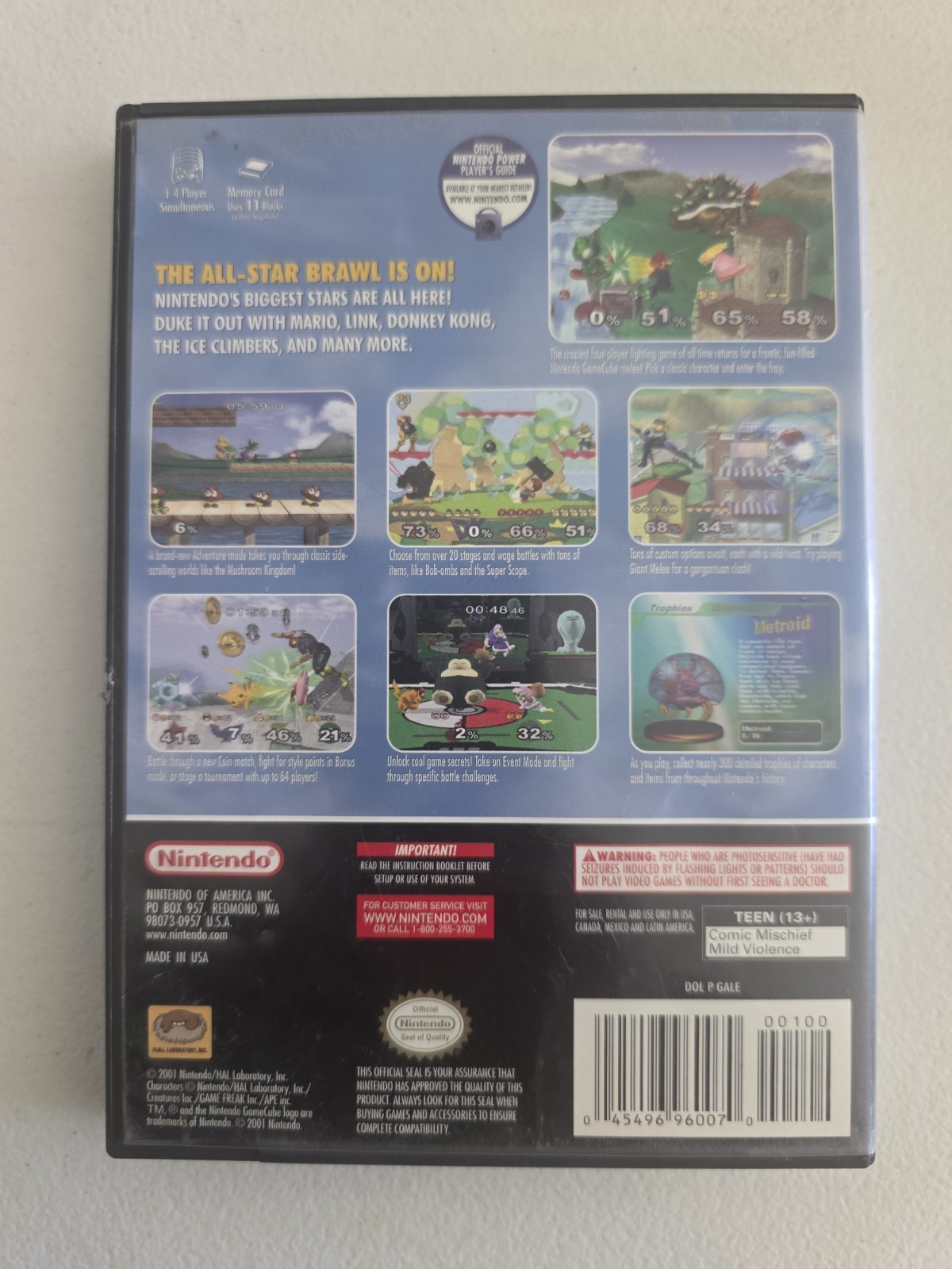 READ! Super Smash Bros. Melee 2001 for Nintendo GameCube, Case & Disc ONLY