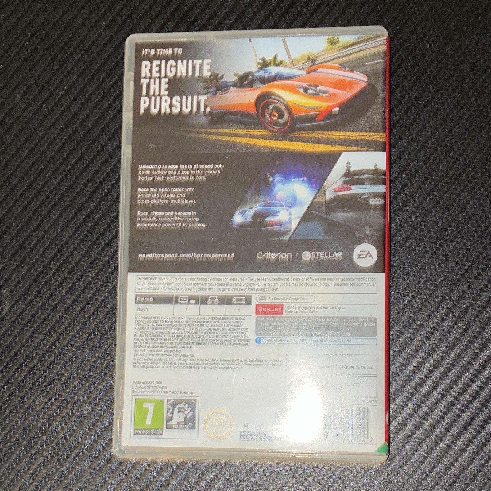 EA Need for Speed Hot Pursuit Remastered Nintendo Switch Multiplayer PAL PEGI 7