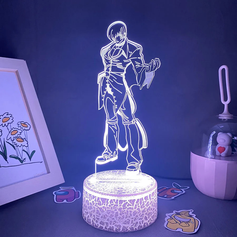 Game the King of Fighters Iori Yagami 3D LED Neon Night Lights Birthday Gifts fo