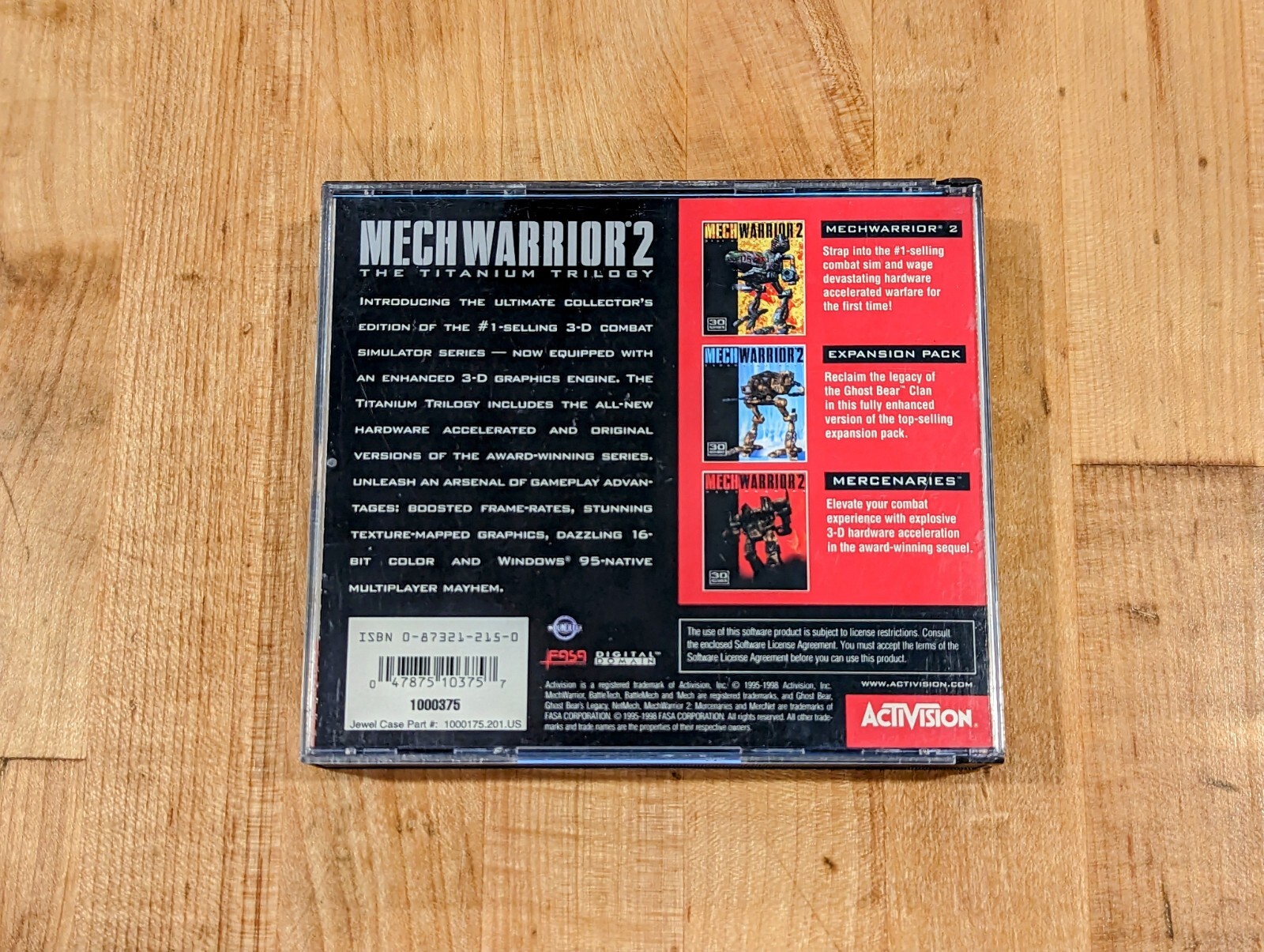 MechWarrior 2 Titanium Trilogy Edition ACTIVISION PC Missing Disk 2 Untested