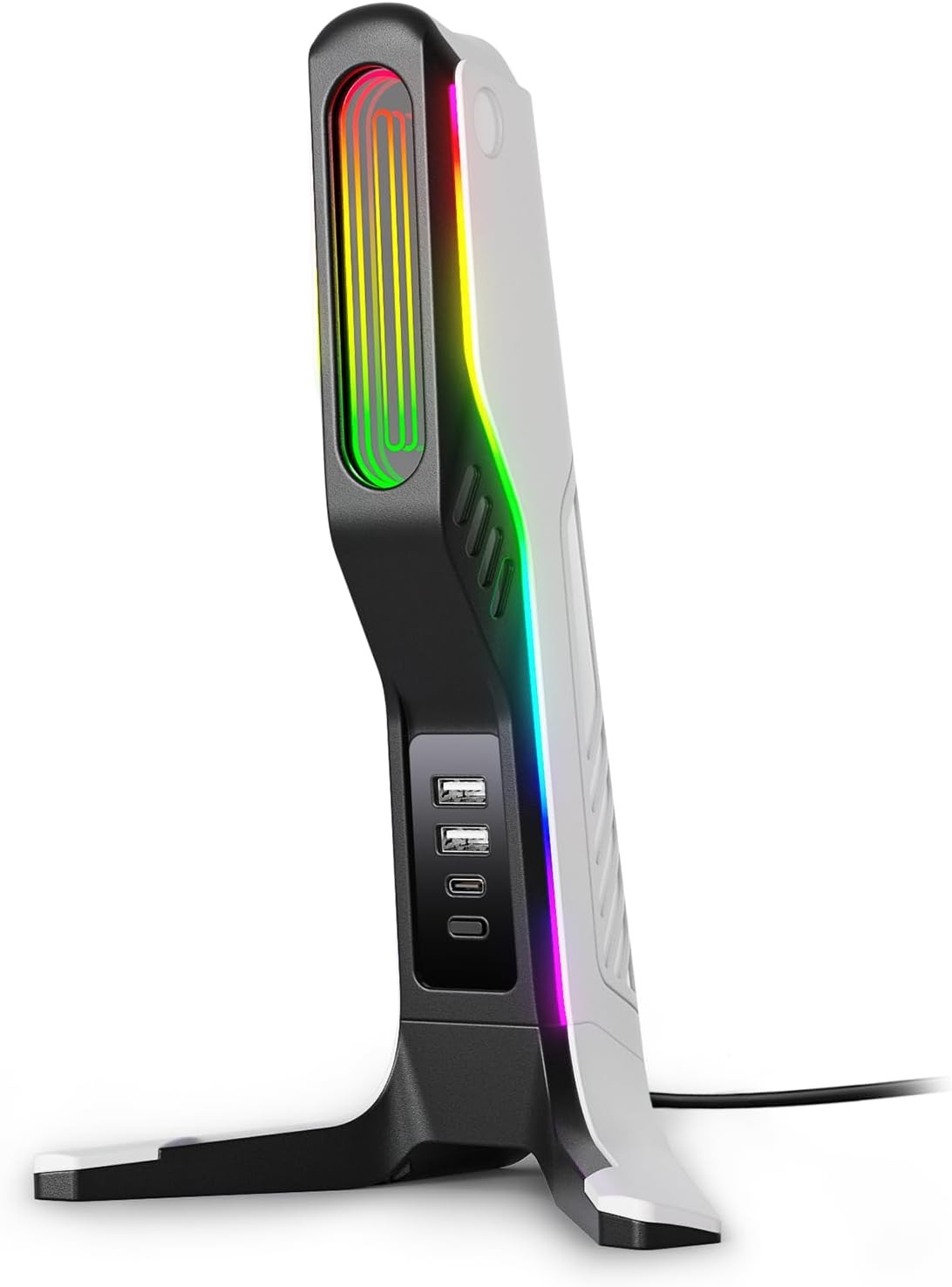 RGB Gaming Headset Stand with 2 USB and 1 C Ports Game Headphone Mount for PC