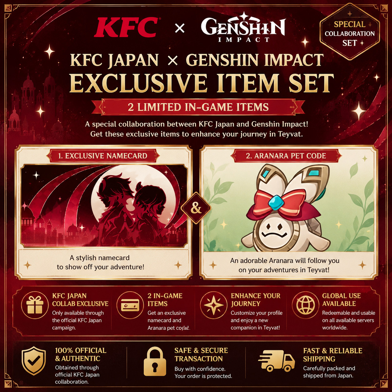 Genshin Impact KFC Japan Aranara Pet & Alhaitham alhaitham and Kaveh Namecard