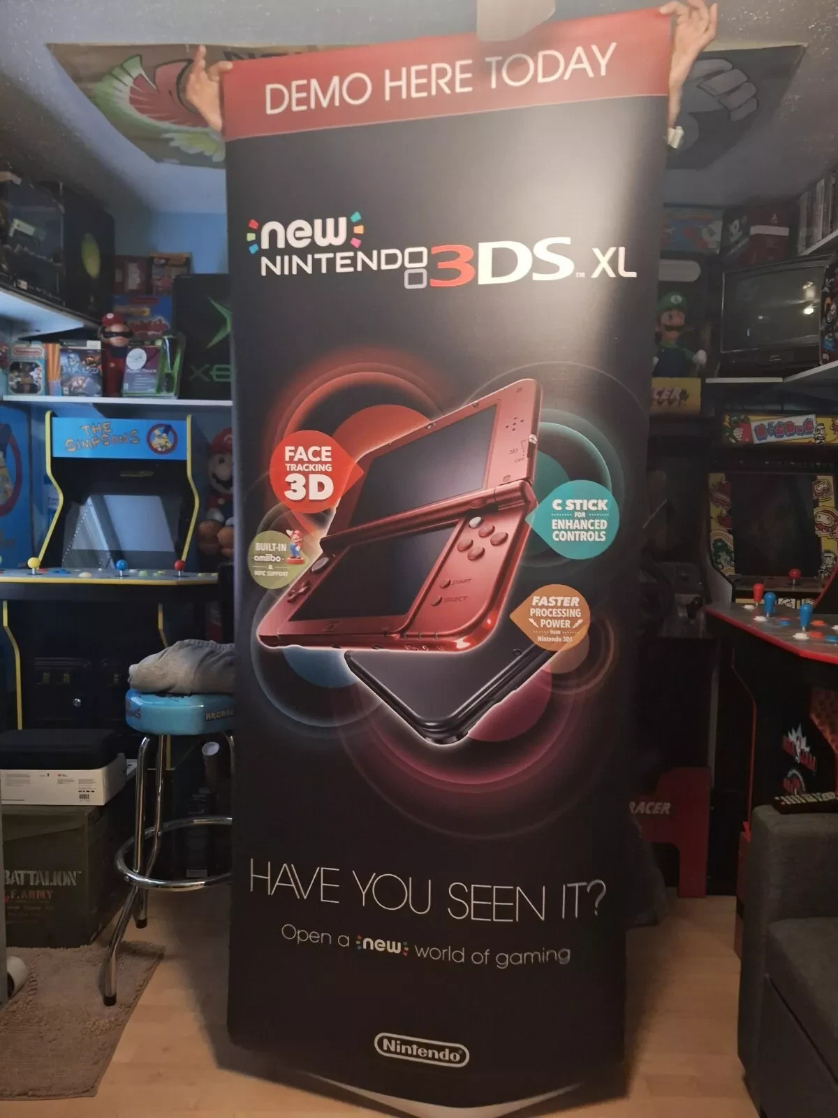 Authentic Nintendo 3ds Vinyl Promotional Store Display Banner HUGE 7 Ft Tall