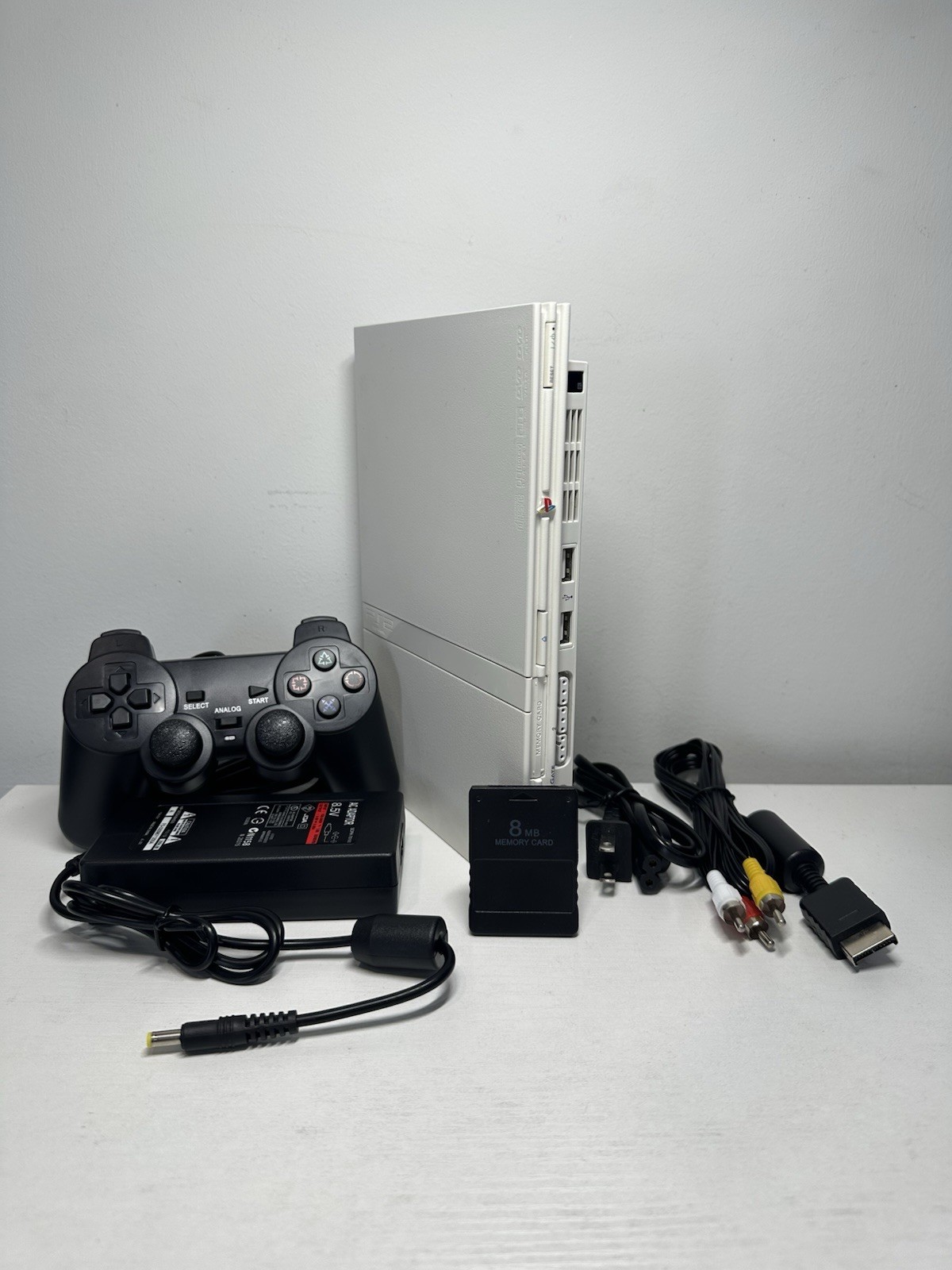 Sony PlayStation 2 PS2 Slim WHITE Console Bundle –Controller / Cables /8MB Card