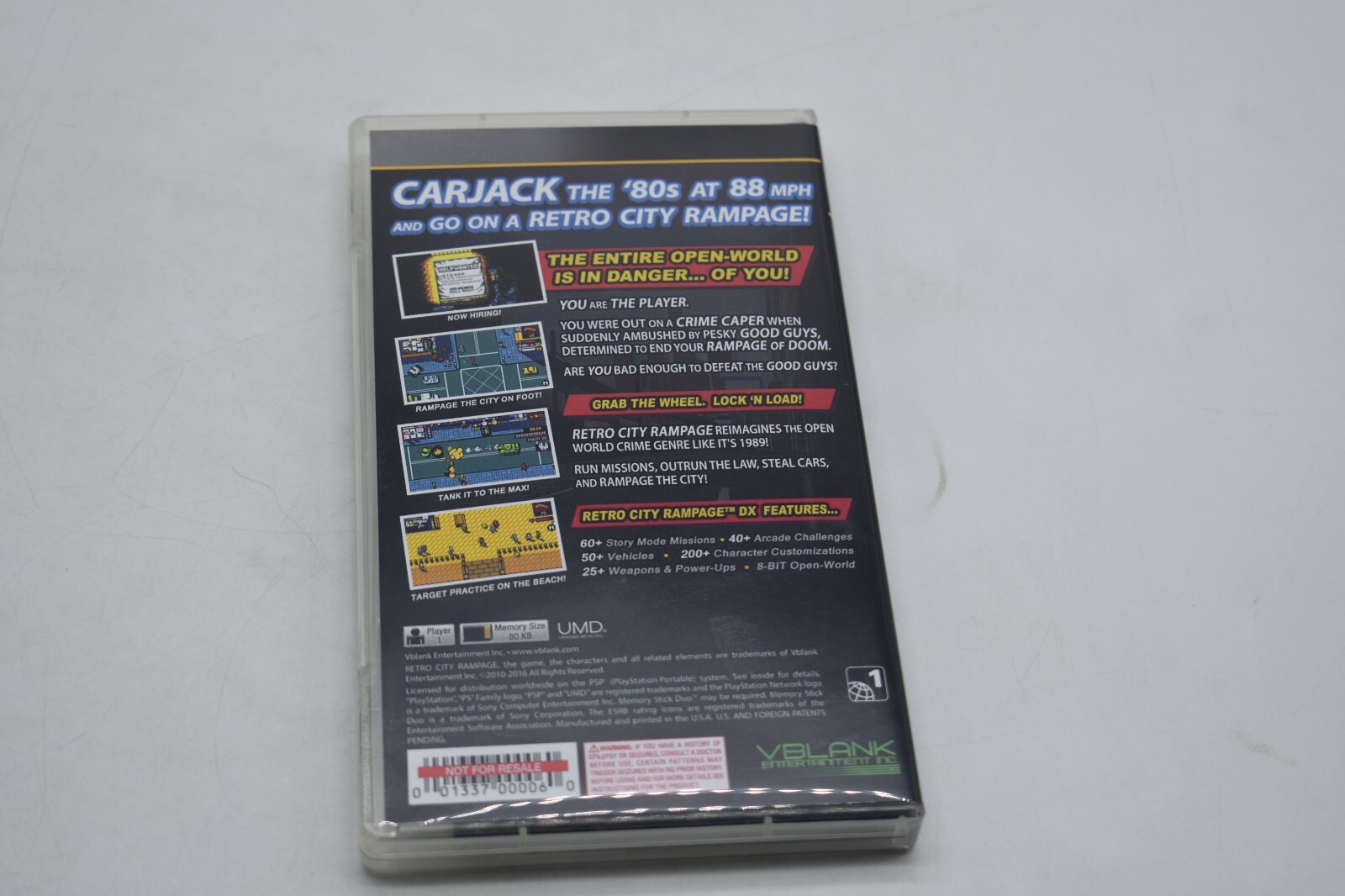 Retro City Rampage DX PSP Case & Manual Only *NO GAME*LIMITED To 3000*FAST SHIP
