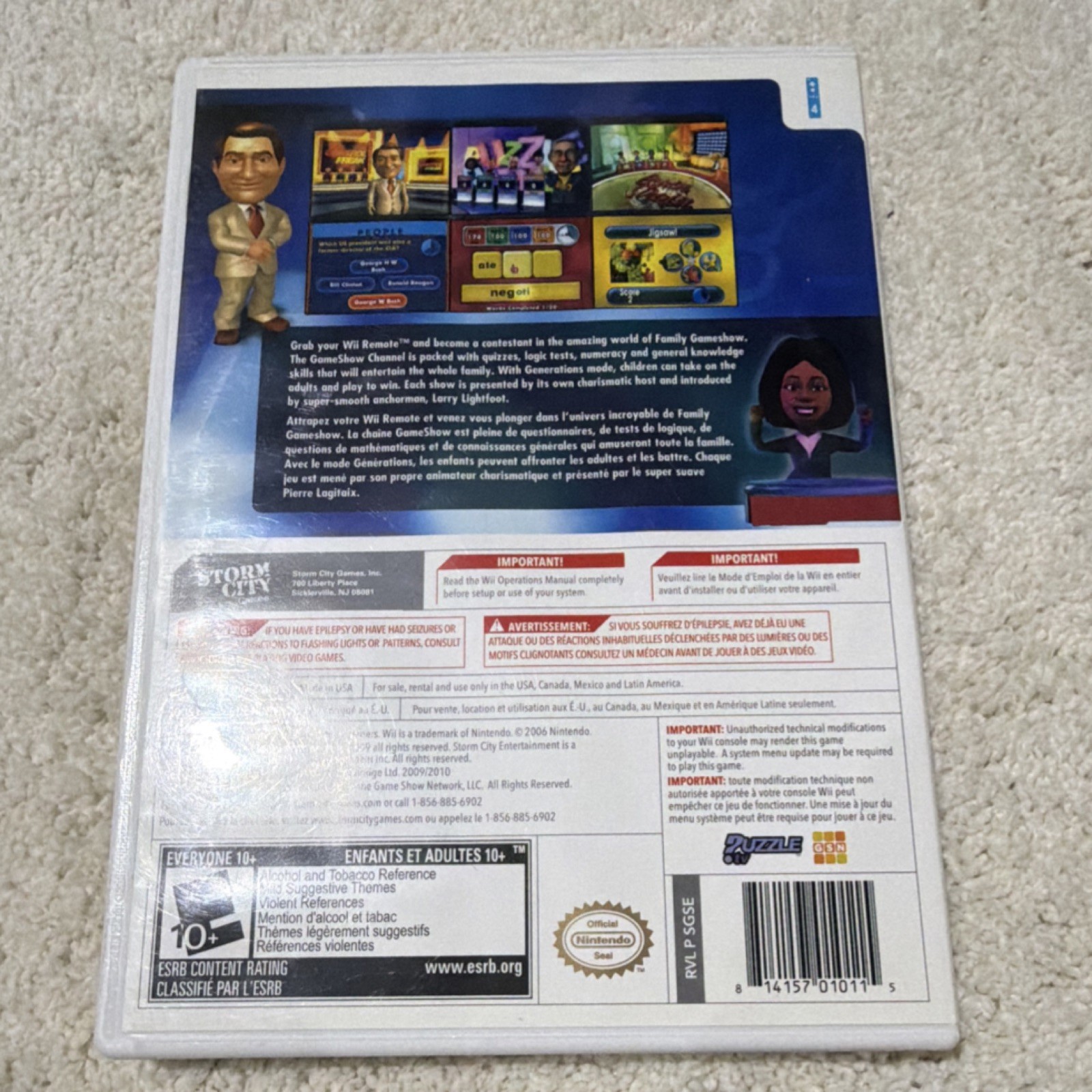 Y2K Storm City Games GSN Presents Family Gameshow Nintendo Wii Manual Included