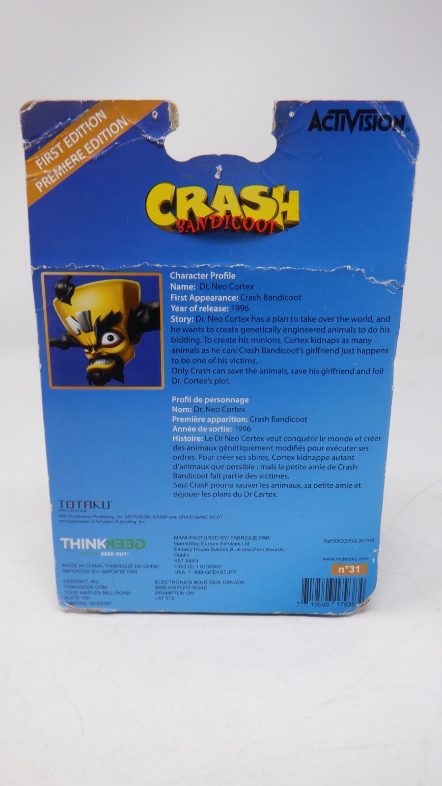 Brand New Totaku Collection DR NEO CORTEX Crash Bandicoot #31 Gamestop Exclusive