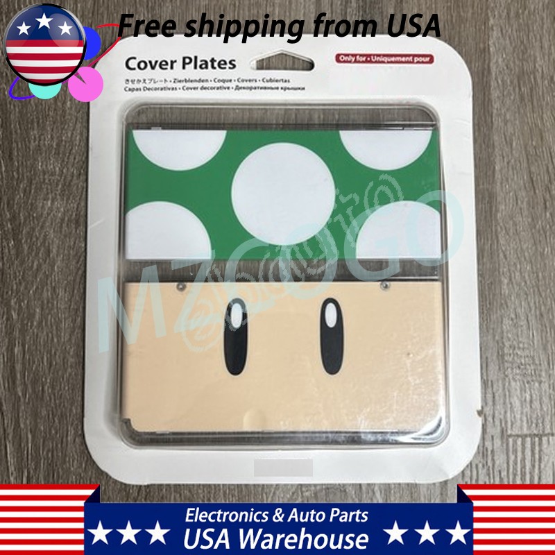 Top + Bottom Plates Cover For NINTENDO NEW 3DS Mario 1 UP Green Mushroom BRAND