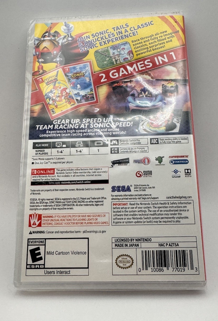 Sonic Mania + Team Sonic Racing Double Pack Nintendo Switch SEALED