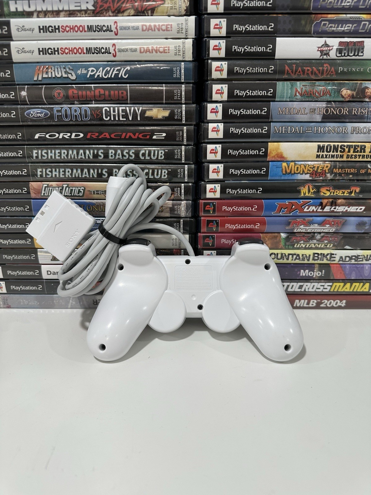 Sony PS2 WHITE Wired Controller OEM DualShock PlayStation 2 AUTHENTIC