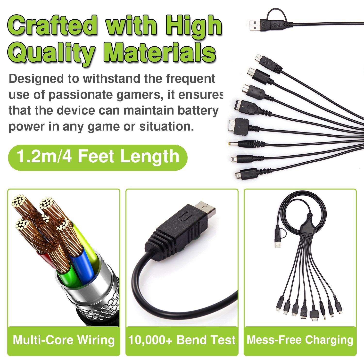 Mart Cobra – 8 in 1 Nintendo USB Charge Cable – DS 2DS 3DS Switch WiiU PSP [New]