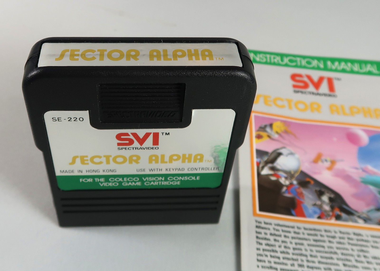 ColecoVision: SECTOR ALPHA Cartridge & Manual – Tested & WORKS – Very NICE Label