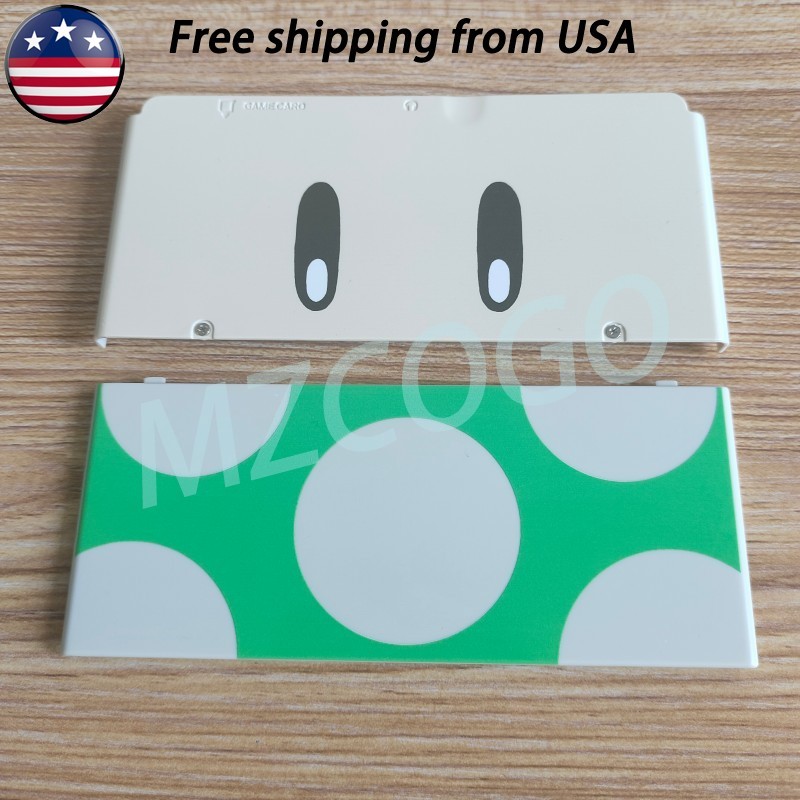 Top + Bottom Plates Cover For NINTENDO NEW 3DS Mario 1 UP Green Mushroom BRAND