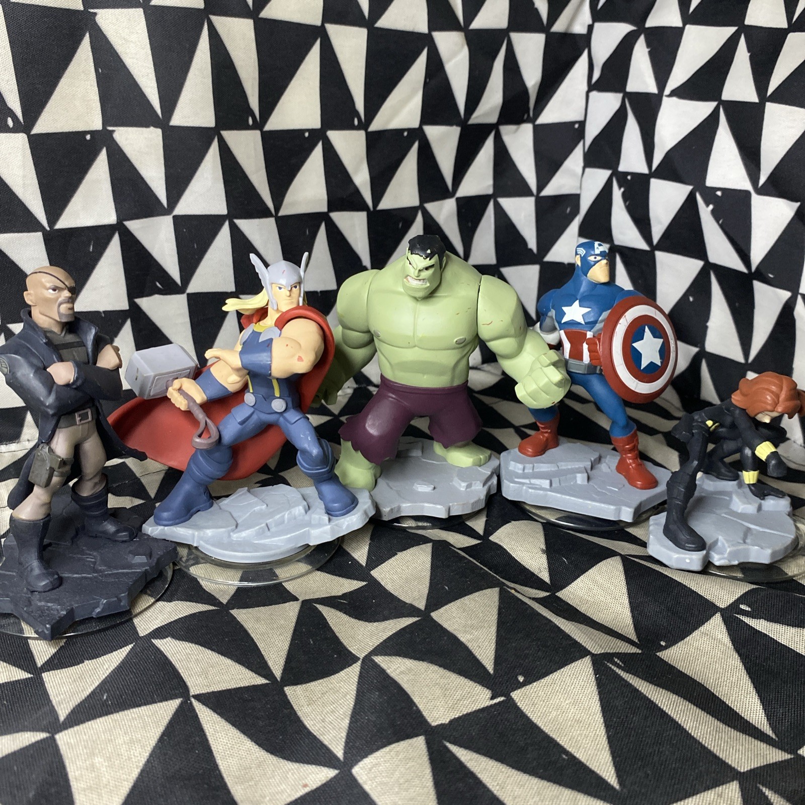 Disney Infinity 2.0 Marvel Lot Of 5: Hulk Captain America Thor Nick Fury Widow
