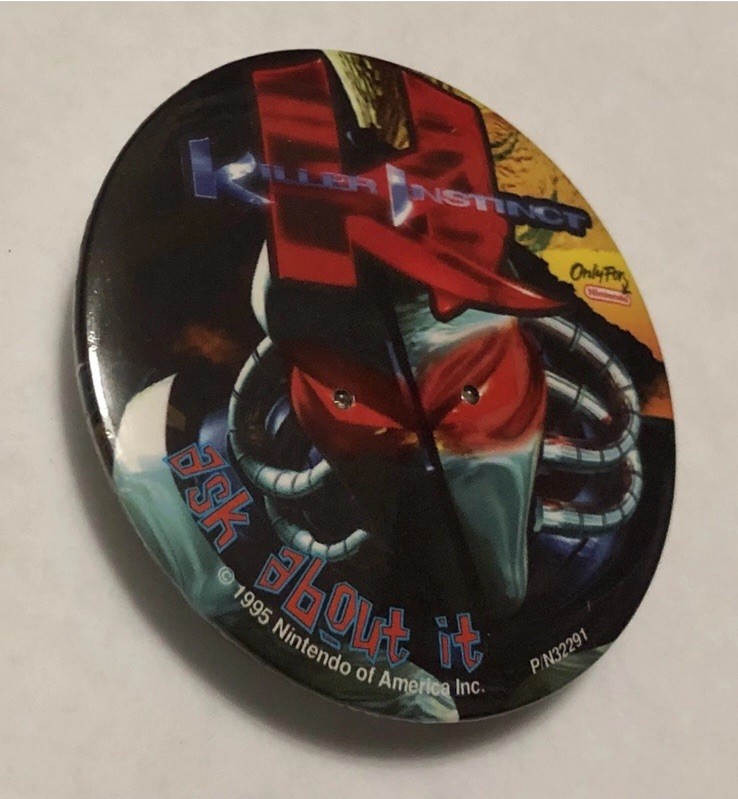 Vtg 1995 Nintendo NES Killer Instinct Promotional Employee Pin Gaming Comic Con