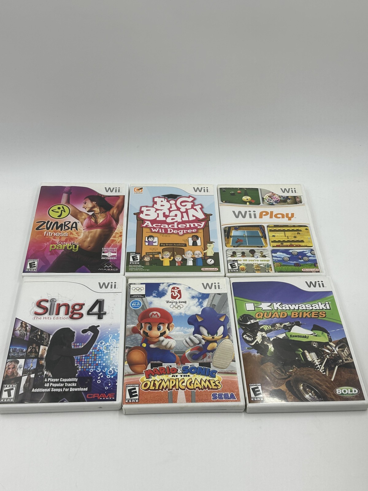 Nintendo Wii RVL-001 Console Bundle 6 Games Remote Nunchuk Sensor Bar Tested