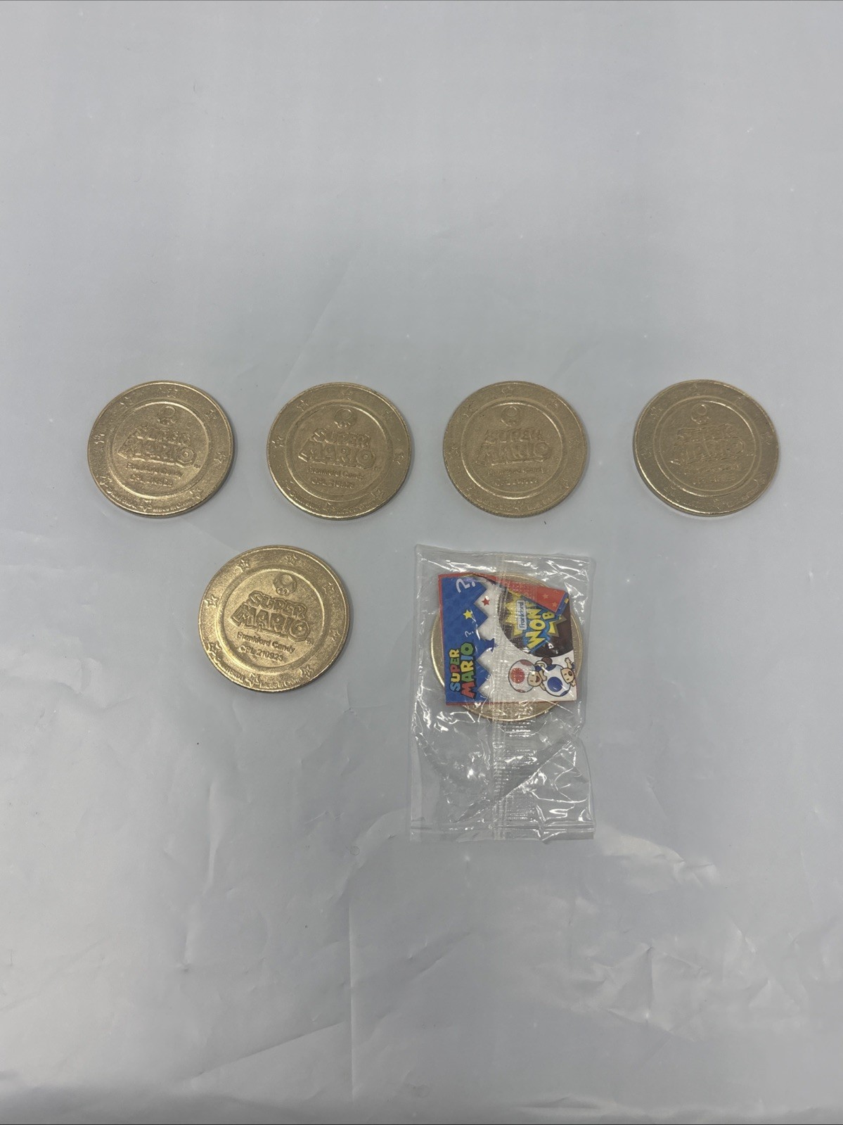 Lot Of 6 Super Mario Frankford Candy Wonderball Coins