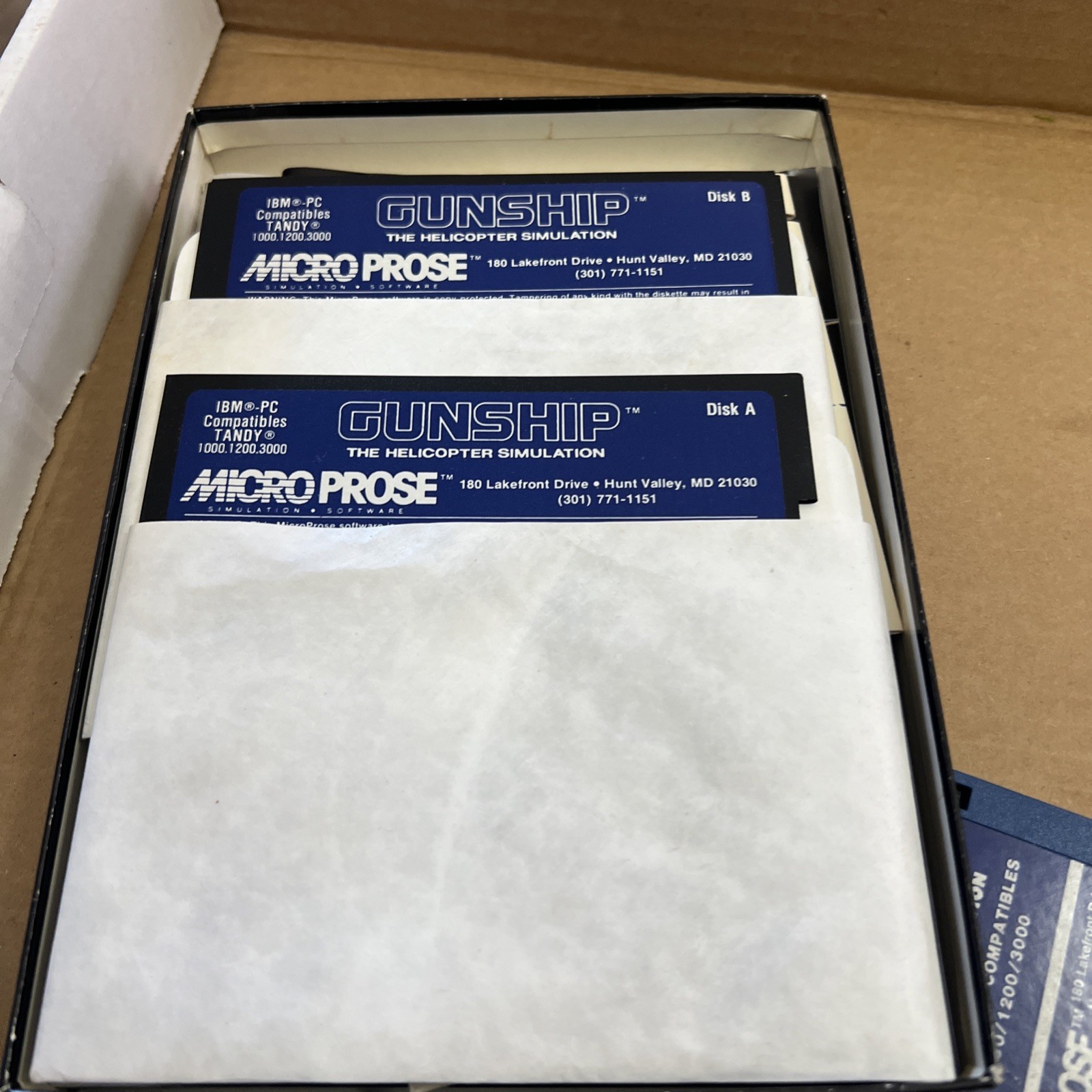 Gunship Microprose IBM PC/XT/AT Big Box – Complete in Box see photos
