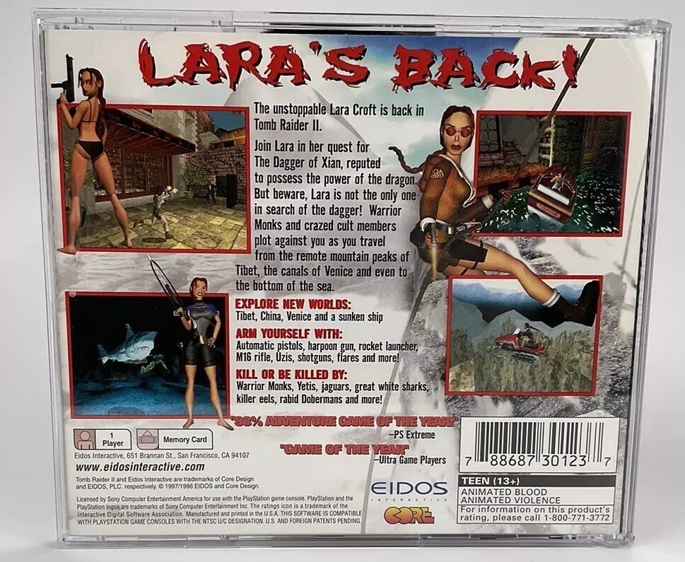 Tomb Raider II (SONY PlayStation 1 1997) PS1 PSX Indiana Jones COMPLETE NEW MINT