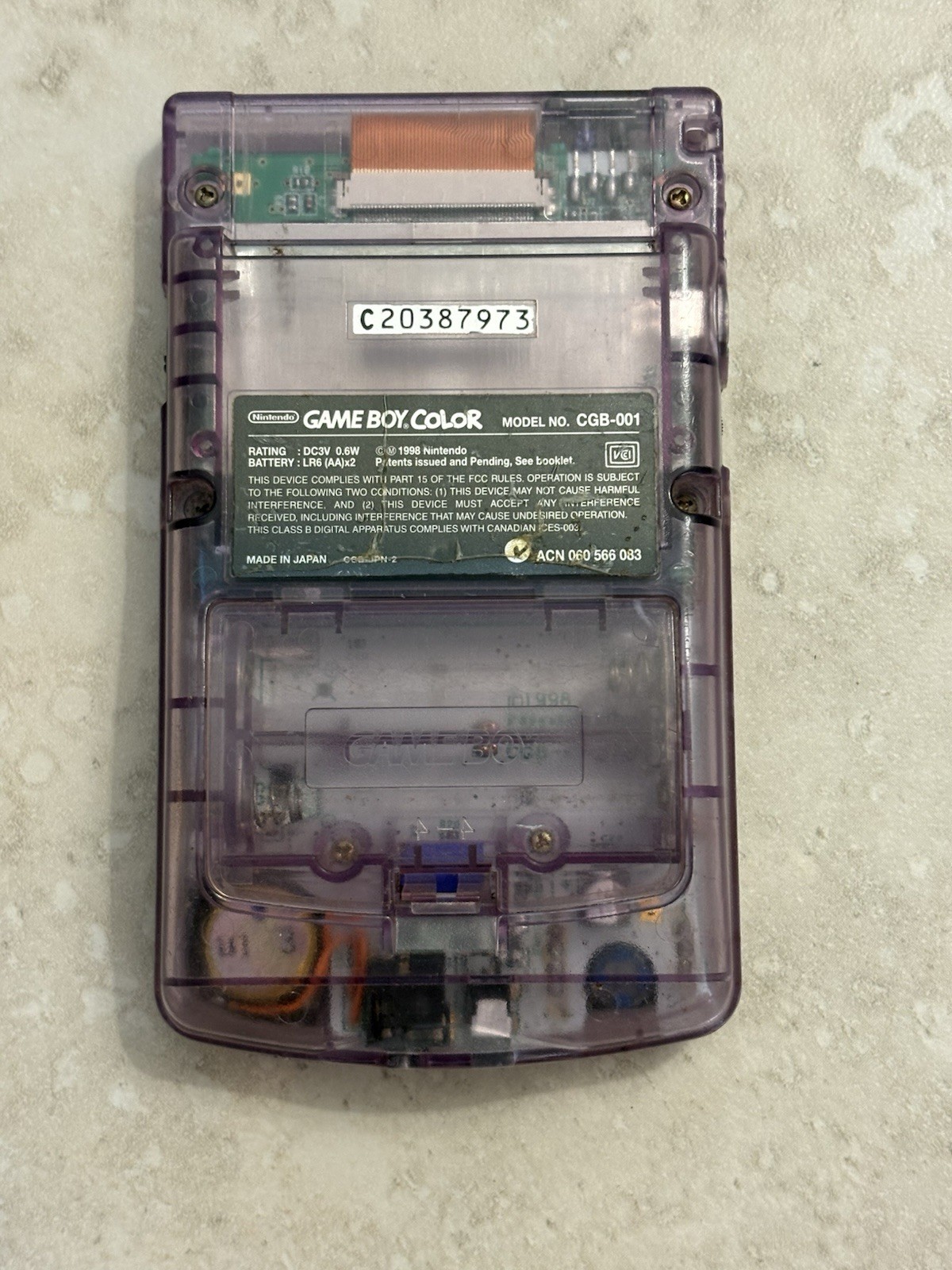 Nintendo Game Boy Color Clear Atomic Purple 👾 CGB-001 GBC Excellent