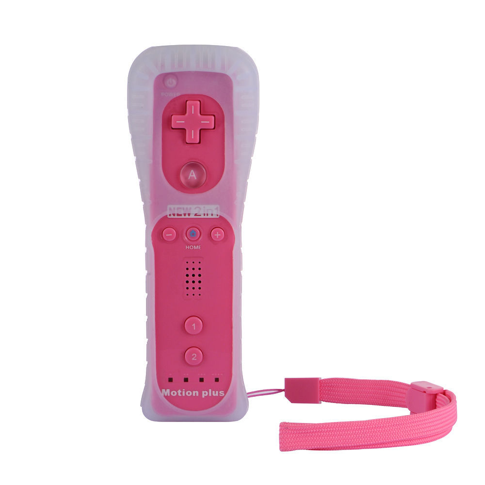 Built in Motion Plus Remote Controller And Nunchuck For Nintendo Wii Wii U Pink