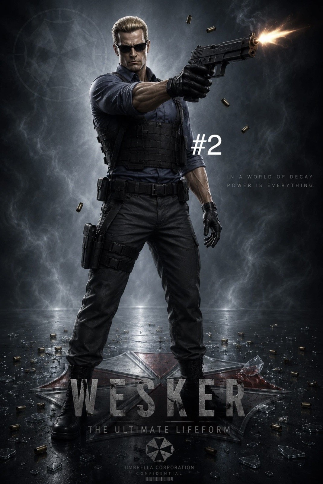 5×7 Resident Evil Albert Wesker Photo Sticker on Glossy Vinyl & Umbrella ID Card