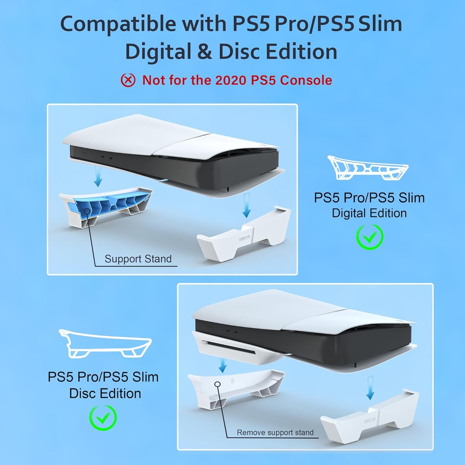 For PS5 Slim/PS5 PRO console desktop stand horizontal Stand base accessories
