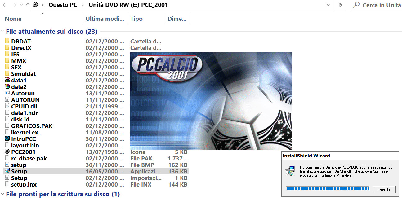 PC FOOTBALL 2001 2002 WORKING VINTAGE FOOTBALL MANAGERIAL SIMULATES MARKET ITALY