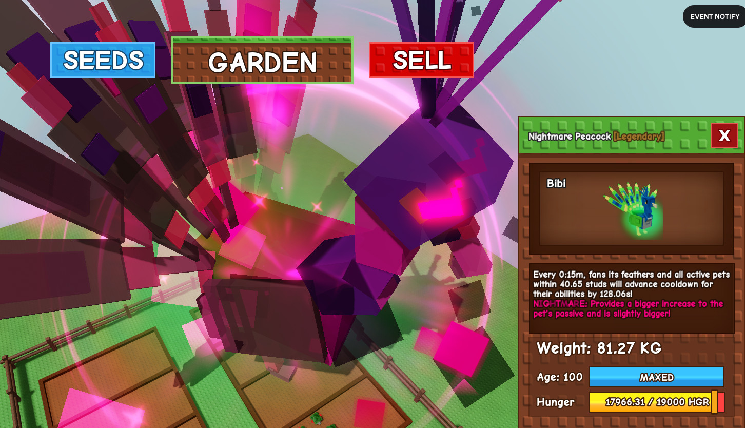 Huge Nightmare Peacock 15s! 81.27Kg! – Grow A Garden – Roblox! – Fast & Easy!
