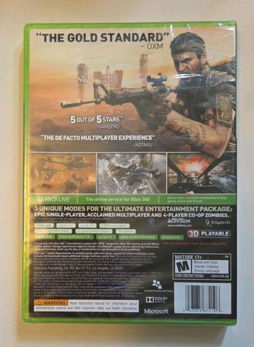 Activision Call of Duty: Black Ops Xbox 360 Multiplayer Online M-Mature Manual