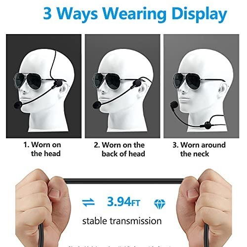 2Pcs Flexible Wired Boom Microphone Headset, 3.5mm Jack for Singing, Teaching &