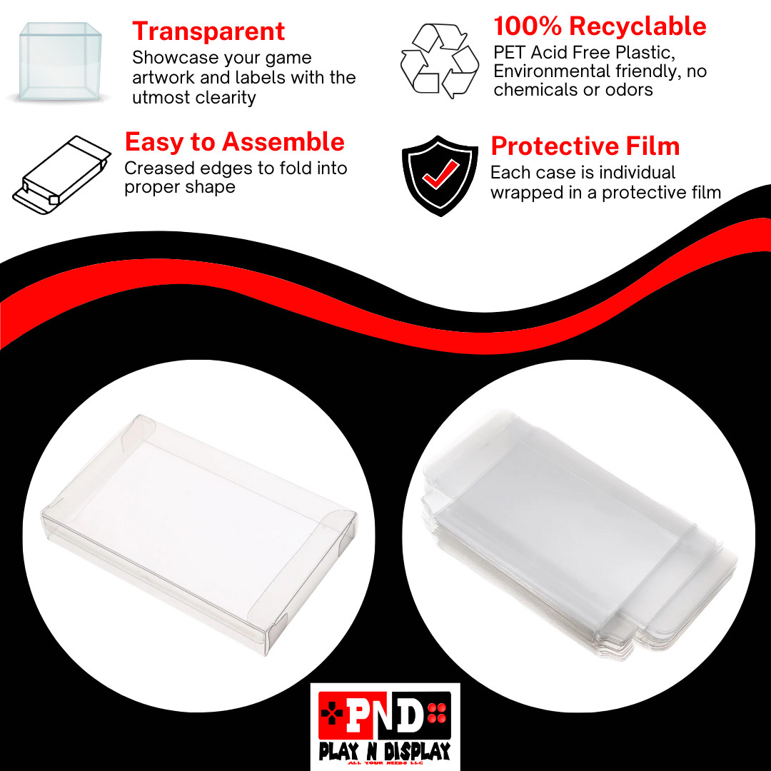 1 SNES N64 Super Nintendo 64 Box Protectors Clear Case Plastic Sleeve PET Thick