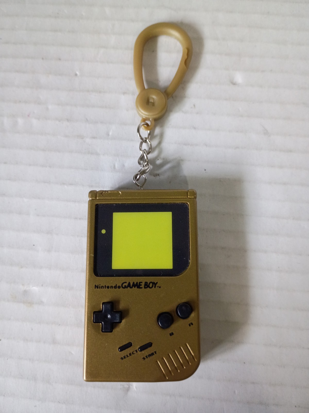 Nintendo Gameboy Classic keychain backpack clip charm tag plastic gold