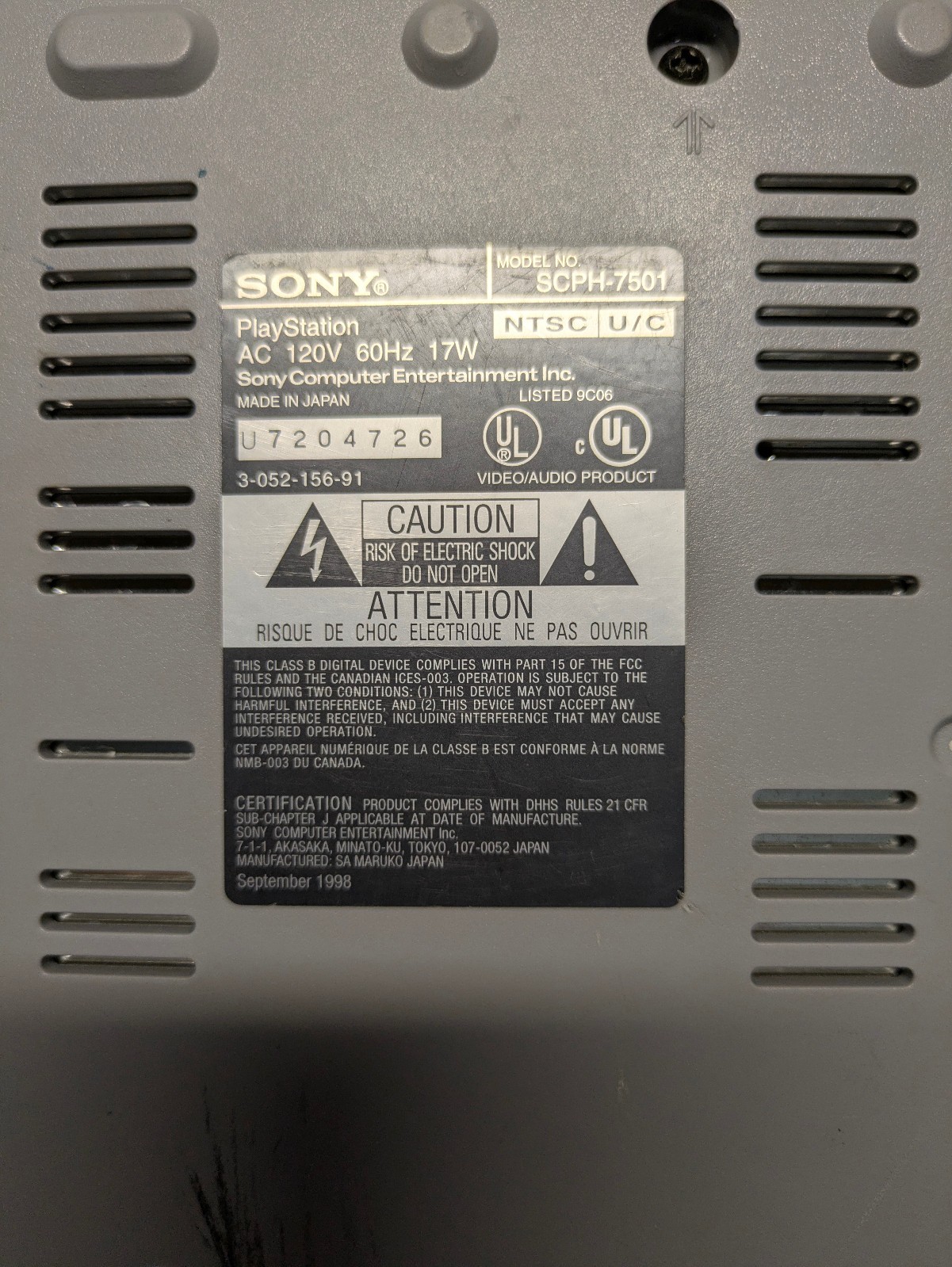 Sony Playstation 1 SCPH-7501 Console Tested and WORKING