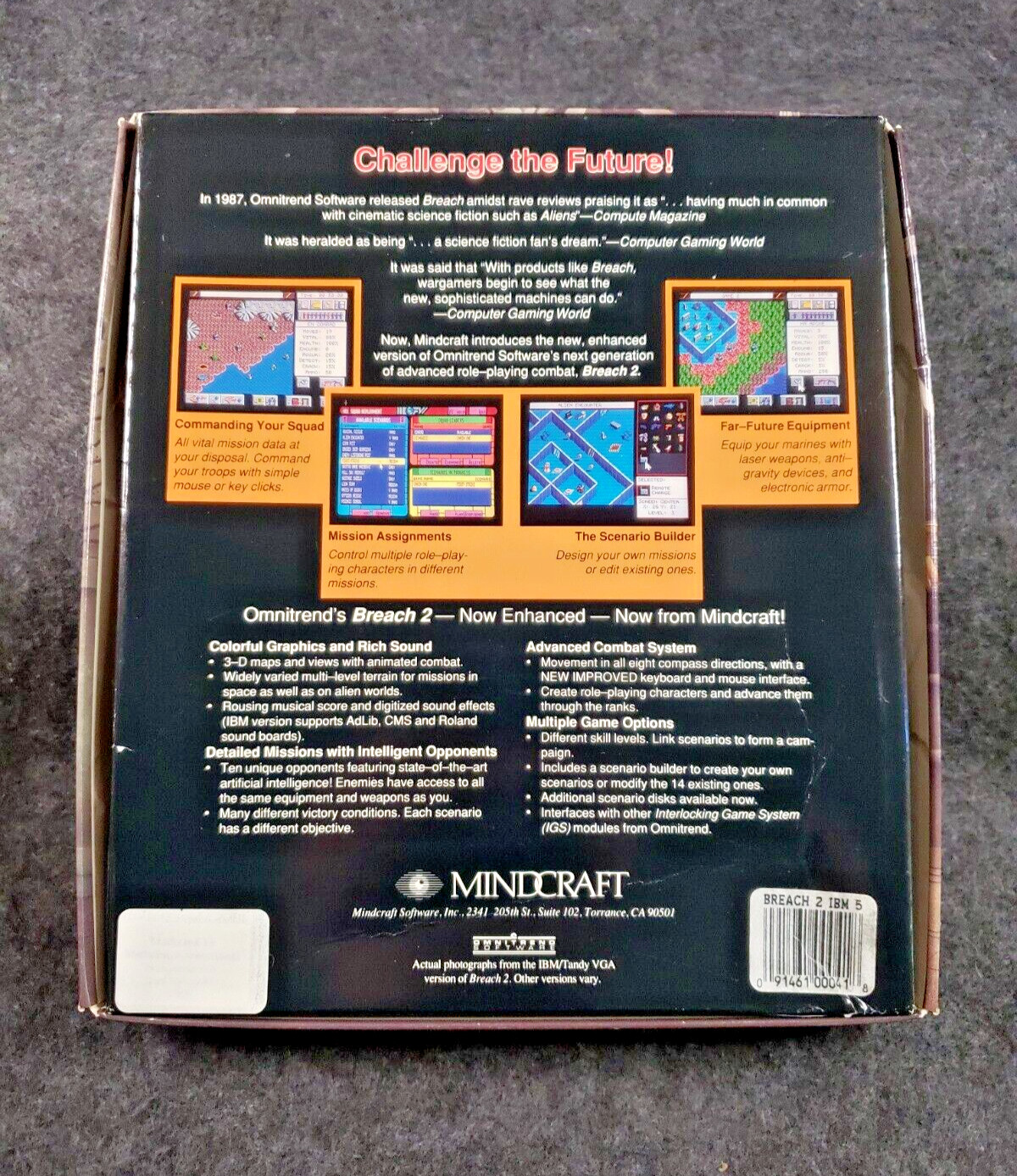 Breach 2 Mindcraft Game – (IBM, 1990) 5.25” Floppy – PC Big Box ……….(SB3)