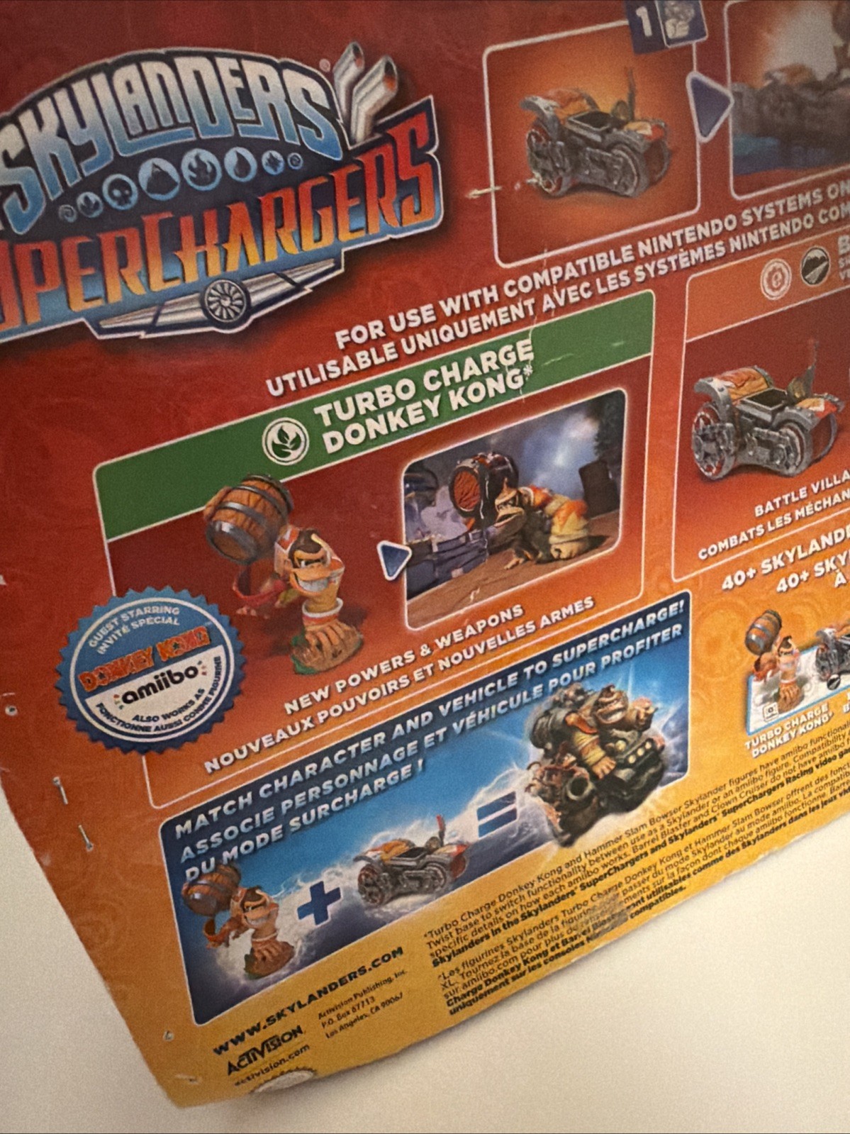 Skylanders Superchargers Turbo Charge Donkey Kong Amiibo Barrel Blaster Box DMG