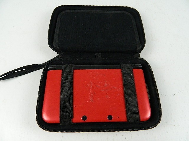 Nintendo 3DS XL Handheld Console System RED-001 w/Charger, 4GB Mem. Card, Case