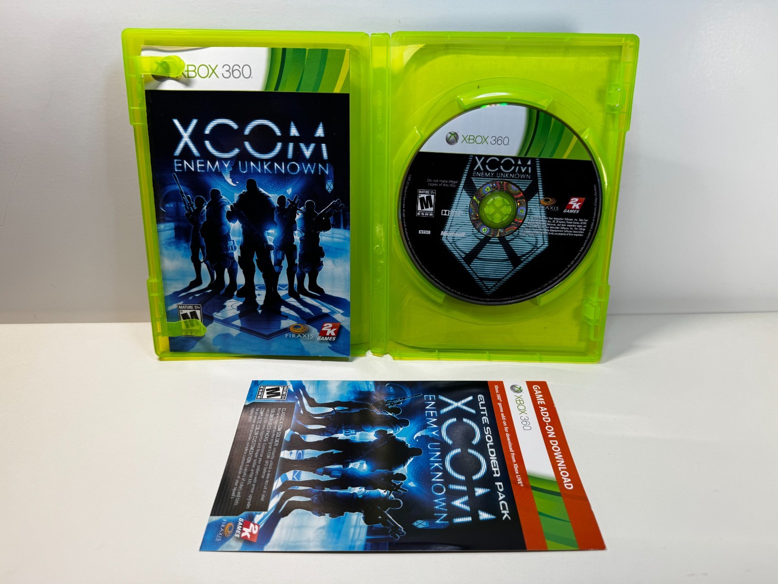 Xcom Enemy Unknown (Microsoft Xbox 360, 2012) Complete CIB with Add-On Tested