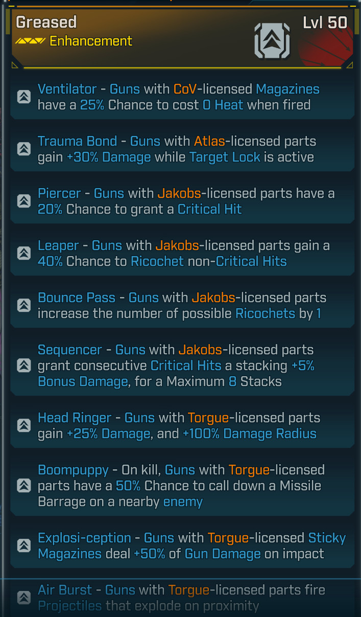 Borderlands 4 • MODDED ENHANCEMENT • Greased • All Leg perks • Lvl 50 • PS PC XB