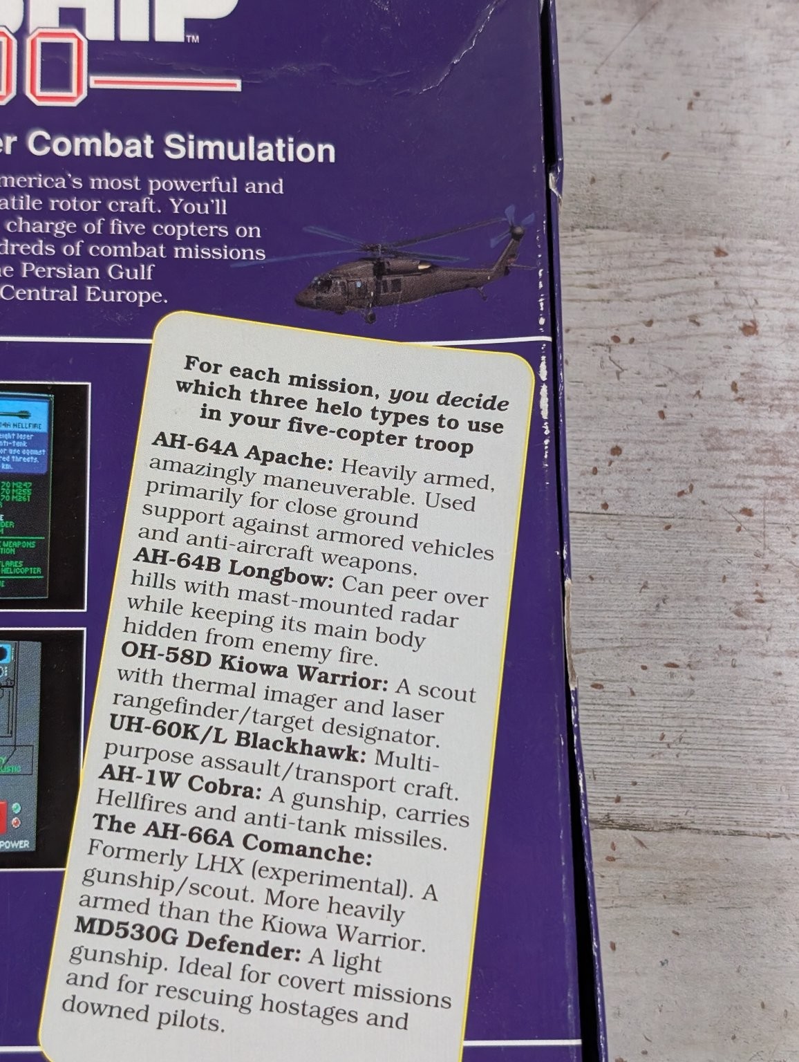Gunship 2000 IBM PC Video Game Combat Simulation Helicopter Big Box 5″ Floppy