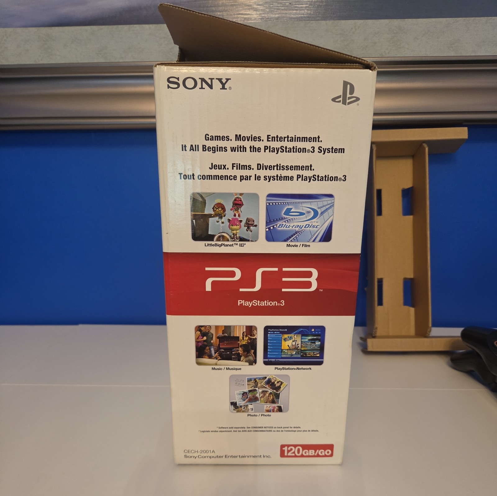 SONY PLAYSTATION 3 SLIM PS3 120GB BLACK CONSOLE CECH-2001A W 2 EXTRA CONTROLLERS